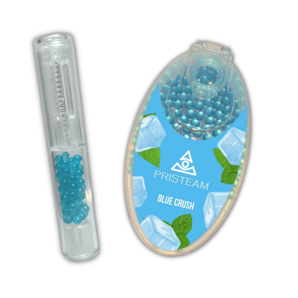 Cigarette style dispenser with 100 Blue Crush menthol balls