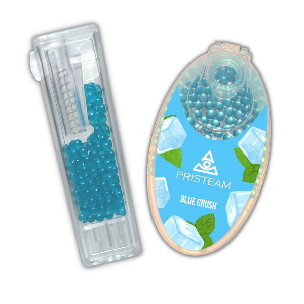 Pocket size crush ball dispenser with 100 Blue Crush menthol balls